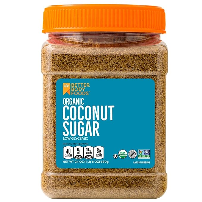 BetterBody Foods Organic Coconut Sugar, Gluten-Free, Non-GMO, Low Glycemic Sugar Substitute, 1.5 lbs, 24 Ounce