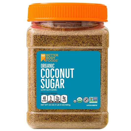 BetterBody Foods Organic Coconut Sugar, Gluten-Free, Non-GMO, Low Glycemic Sugar Substitute, 1.5 lbs, 24 Ounce