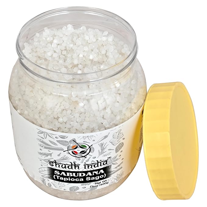 Shudh india Sabudana (Tapioca/Sago) Pearls 14oz (400g) ~ All Natural | Vegan | No Colors | NON-GMO | Kosher | Indian Origin