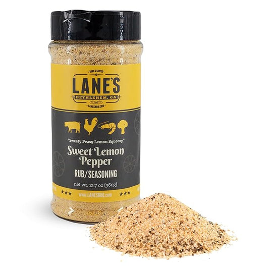 Lane's Sweet Lemon Pepper Seasoning, All-Natural Lemon Seasoning Blend with Citrus, Lemon Pepper Powder, and Honey, Made in USA, 12.7 Oz