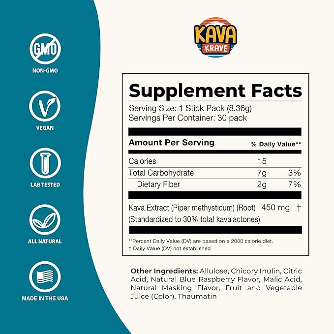 Citrus Berry Kava Drink Mix ??30 Pack for Natural Energy, Mood Support, Stress Relief & Nootropic Focus