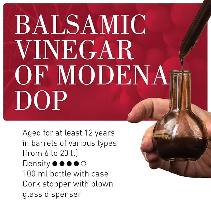 La Secchia - "Affinato", Aged minimum 12 Years, Traditional Aged Balsamic Vinegar of Modena DOP, 100 ml Bottle of Italian Balsamic Vinegar Aged, With Gift Box and Blown Glass Dispenser