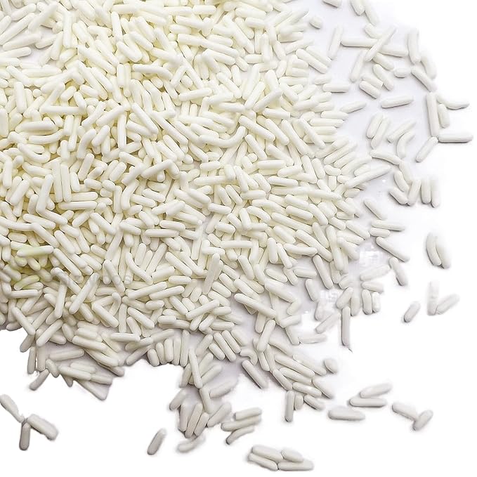 SE Si&Moos White Sprinkles Edible White Jimmies Soft Jimmy Sprinkles Halloween Cake Decorations Christmas Cookie Decorations for Topping Ice Cream, Cookies, Cakes, Cupcakes, Dessert Decorating 2.75 OZ
