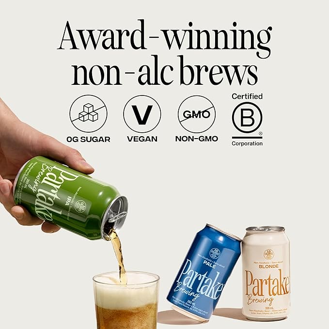 Partake Brewing Craft Non Alcoholic Beer, Variety Pack x 12 Fl Oz Cans - Low Calorie & Carb, No Sugar, All Natural Ingredients - Award-Winning Taste, Non Alcoholic Beer Without the Empty Calories