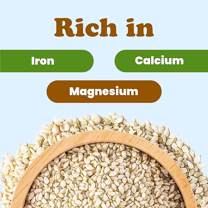 Food to Live - Hulled Sesame Seeds, 4 Pounds Whole Raw White Sesame Seeds, Kosher and Vegan, Unroasted, Bulk Sesame. High in Magnesium, Iron, and Calcium.