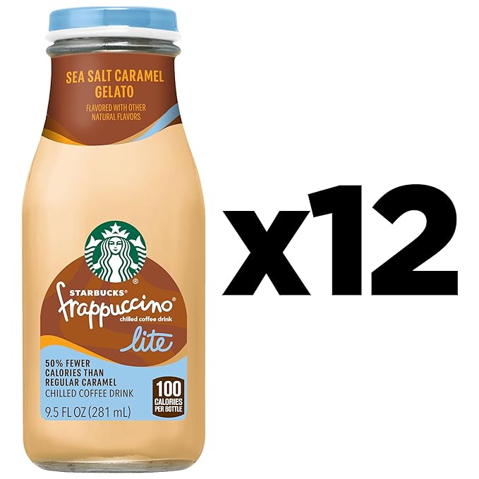 Starbucks Frappuccino Lite, Sea Salt Caramel Gelato, 9.5 Fl Oz Bottles (Pack of 12)