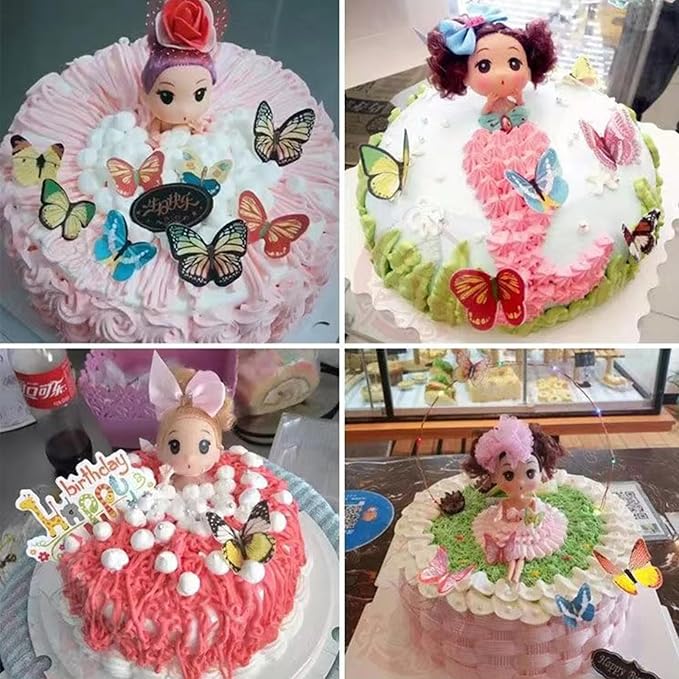 YOcity Wafer Paper Butterflies Cake Toppers Edible Butterfly Cake Decorations 60 Pcs Small Pastel Cupcake Topper For Wedding Party Birthday Baby Shower Mix Color and Assorted Size