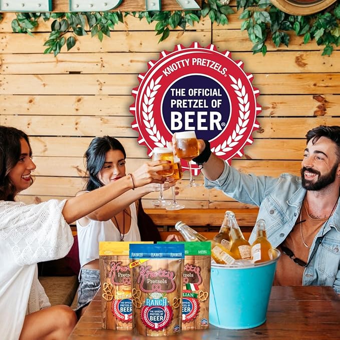 Knotty Pretzels ???쏷he Official Pretzel of Beer??7.5 Ounce Pretzel in Resealable Snacks Bags, Flavored Pretzels, Savory Italian, Honey Mustard, Ranch - Savory Variety (3 Pack)