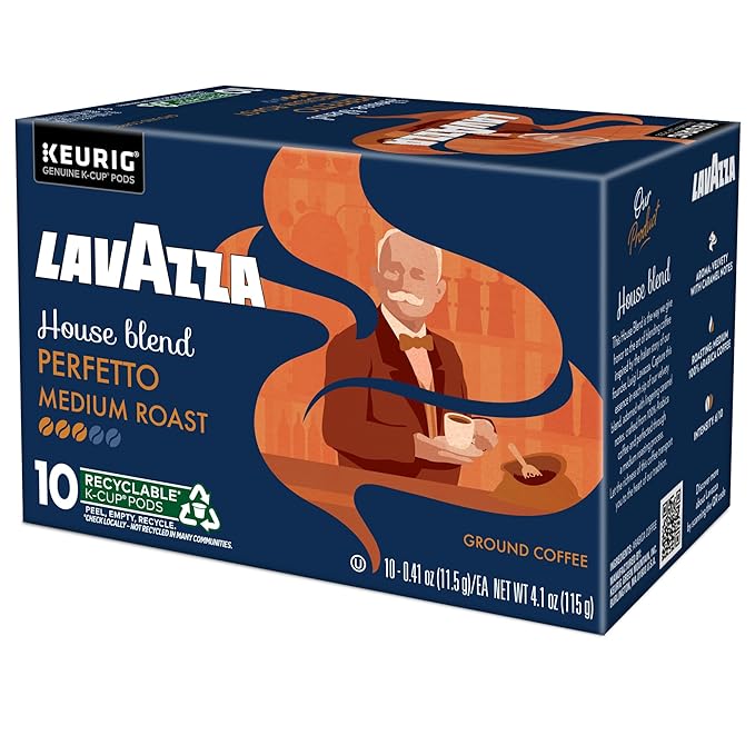 Lavazza House Blend Perfetto, Single-Serve Keurig K-Cup Pods, Medium Roast Coffee, 60-Count Box (6 Packs of 10)