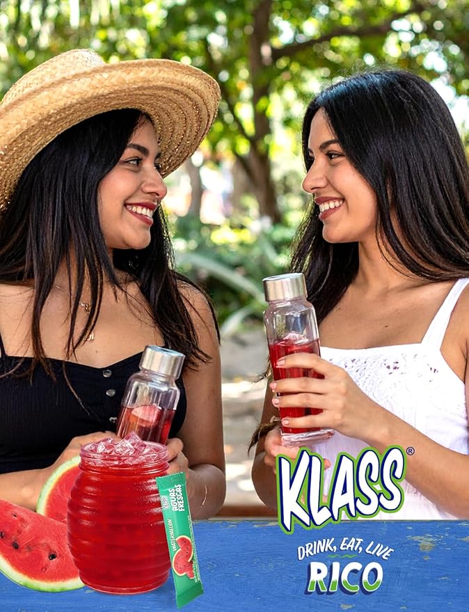 Klass Aguas Frescas | Drink Mix Packets | Watermelon Flavored | Sugar Free On-The-Go Packets, Low Calorie (40 Count Powder Stick Packs)