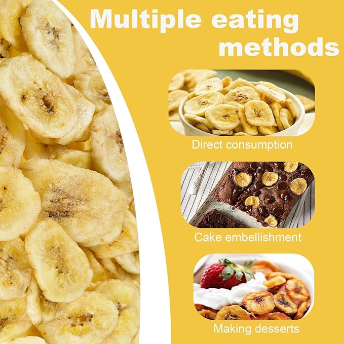 Unsweetened Banana Chips-150g(5.29oz),Bulk Healthy Dried Fruit Snack,Natural Dehydrated Banana Chips