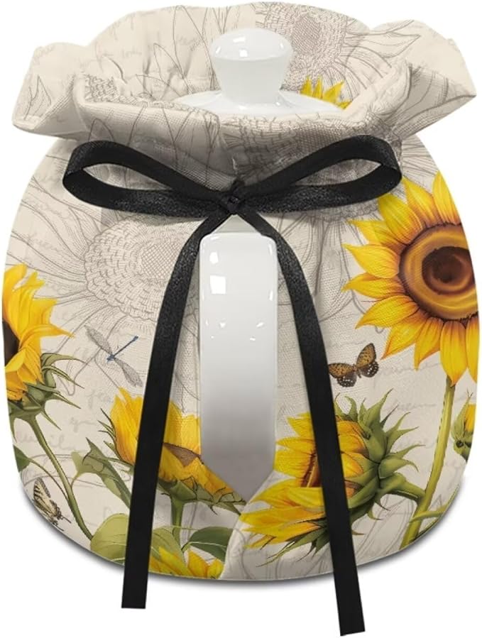 Sunflower Tea Cozy for Teapot Insulated Dragonfly Tea Pot Warmer Home Kitchen Decorative Butterfly Teapot Cozy for Women