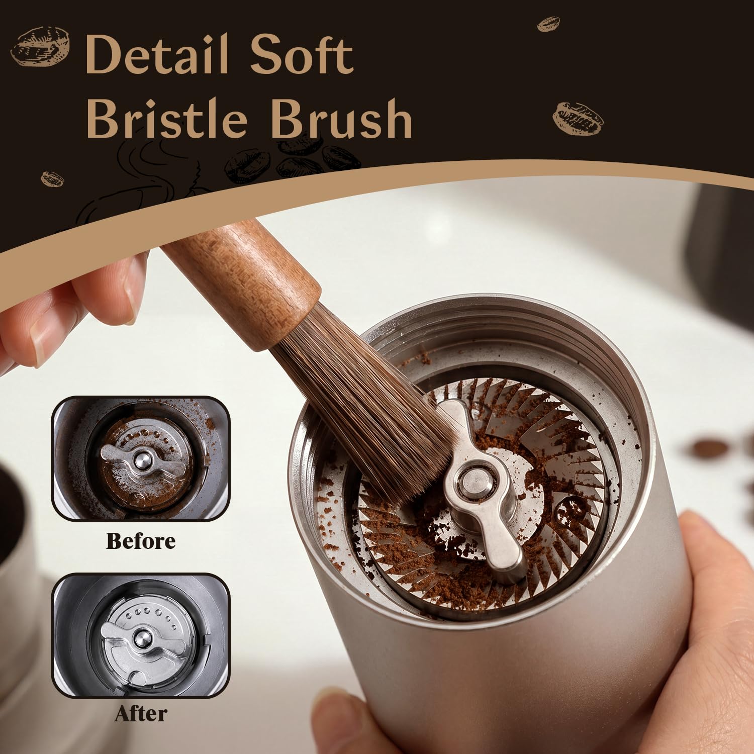 Belongtous 3Pcs Coffee Grinder Cleaning Brush Set, Essential Advanced Cleaning Kit with Large Soft