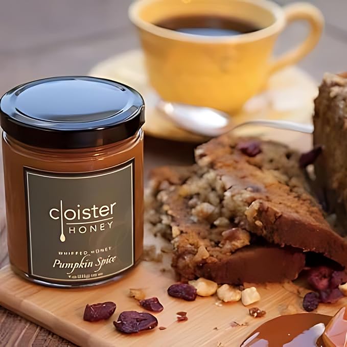 Cloister Honey Whipped Honey - Pumpkin Spice (9 oz) | Hand Crafted | Raw Artisan Honey | 100% Pure, Raw & Unfiltered | All Natural | Made in USA |