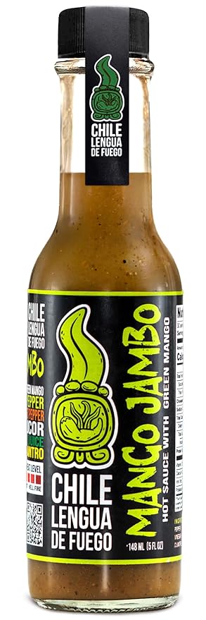 Hot Sauce | Chile Lengua de Fuego (Pack of 1, Mango Jambo) – Mild Mango Green Hot Sauce with Citrus & Serrano, Gourmet Small-Batch Honduran Salsa