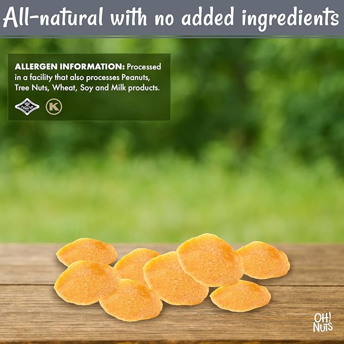 Oh! Nuts Dried Apricot Luscious Natural - 1 lb - Dried Fruit Discs - Sweetened Thin Apricot Slices - Dehydrated Fruit Bites - Packed in New York Zip-Seal Bag for Exceptional Freshness