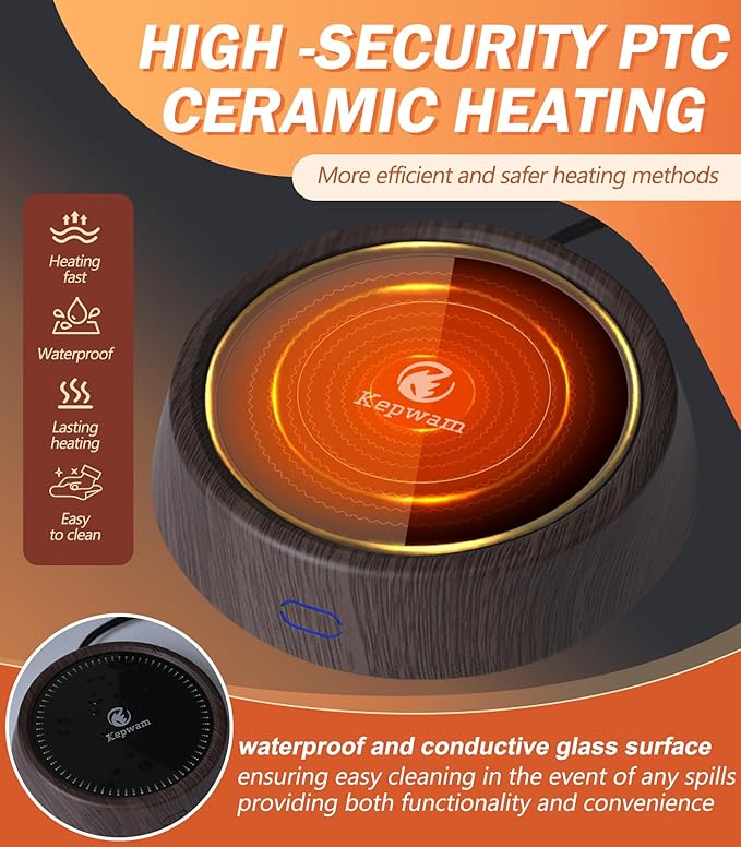 Mug Warmer - 25W Coffee Warmer for Desk Auto Shut Off, 3-Level Temp with Indicator Lights, Smart Candle Warmer Plate, Cup Warmer Heated Coaster for Coffee, Milk, Tea, Safely Use for Office/Home