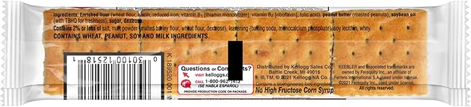 Keebler Toast & Peanut Butter Sandwich Crackers Snack Pack, 1.8 Oz (12-Pack)