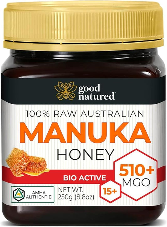 Good Natured Manuka Honey (MGO 510+) - High Grade Raw Manuka Honey Medical Grade, Non-GMO, Lab-Tested & AMHA Certified, BPA-free, 8.8 oz