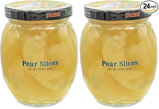 MW Polar Pear Slices in Light Syrup, glass jar 10oz (Pack of 24)