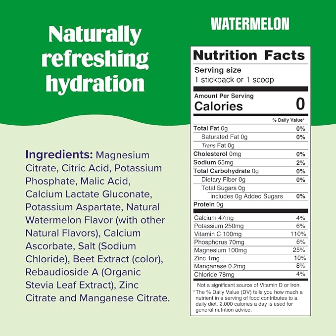 Ultima Replenisher Daily Electrolyte Powder Drink Mix ??Sugar Free ??Watermelon, 20 Stickpacks ??Hydration Packets with 6 Electrolytes and Trace Minerals ??Keto Friendly, Vegan, Non-GMO