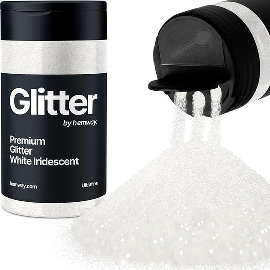 Hemway Premium Glitter Shaker - White Iridescent | 130g Ultrafine Metallic Flake Sequins for Resin & Epoxy Crafts | Craft Supplies for Tumblers, Festival, Art