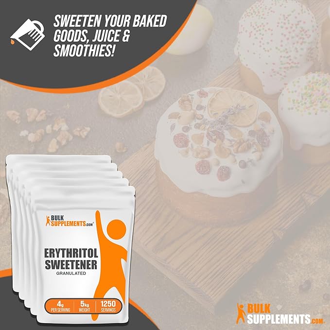 BulkSupplements.com Erythritol Powder - Erythritol Sweetener. Sugar Substitute - Zero Calorie Sweetener, Granular & Gluten Free, 4g of per Serving, 5kg (11 lbs) (Pack of 5)