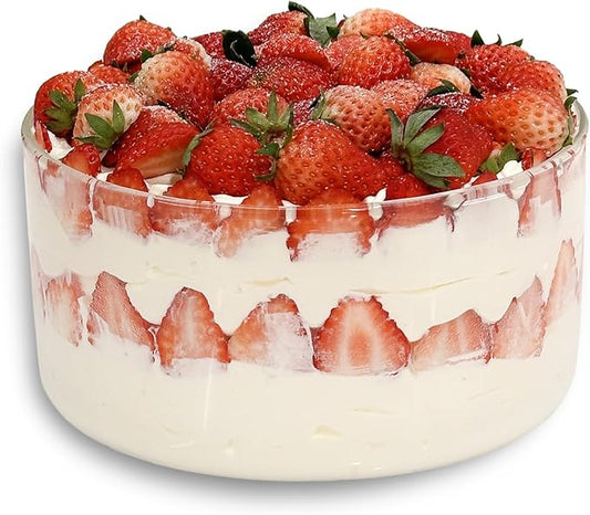 104oz Large Glass Trifle Bowl, Modern Design Clear Glass Round Dessert Centerpiece Serving Bowl for Laying Ice Cream Cakes, Salad, Fruit, Microwave & Dishwasher Safe