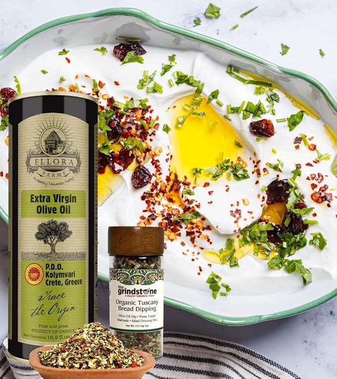 Ellora Farms, Certified PDO Extra Virgin Olive Oil, Single Estate, Single Origin, Single Variety, Cold Press & Traceable Olive Oil, Crete, Greece, Kosher CRETE 16.9 Fl Oz (Pack of 1)
