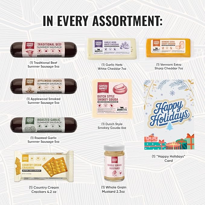Farmers Market, Gluten Free, Keto, Paleo, Low Sodium, Zero Sugar, Christmas Charcuterie Board, Holiday Meat and Cheese Gift Baskets, Traditional Assortment