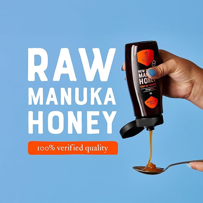 Nate's Raw Manuka Honey New Zealand MGO 512+ | UMF Certified 15+ | 13.2 oz Squeeze Bottle