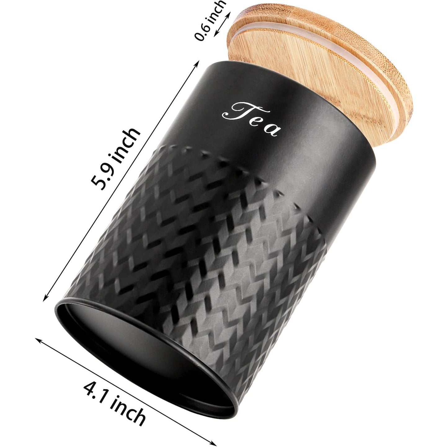 Bekith 3 Pack Kitchen Canisters with Bamboo Lids, Airtight Metal Canister Set, Food Storage