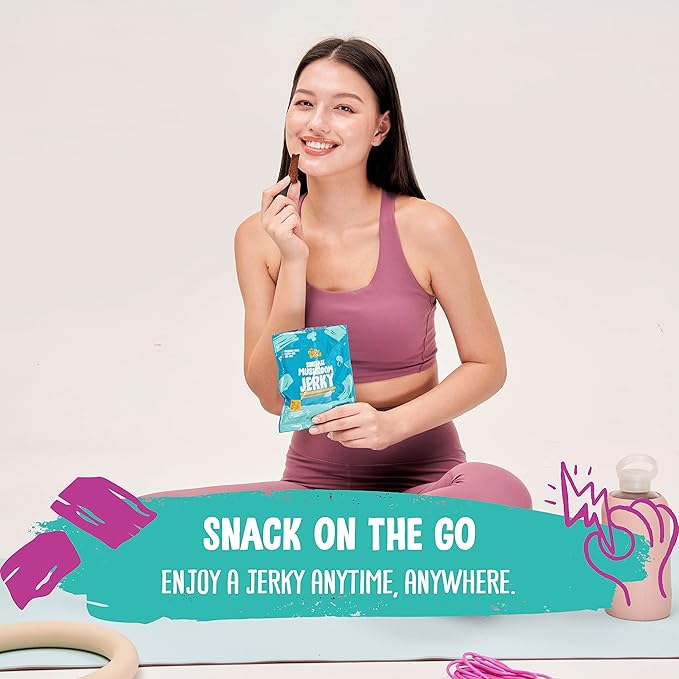 The Daily Good Mushroom Jerky - 3-Pack Snacks, Yummy High-Fiber Mushroom Snack, Meatless & Gluten-Free Food, Contains Eggs, Made from Shiitake Stalk, 0.58 lbs., Vegetarian, Original Flavor