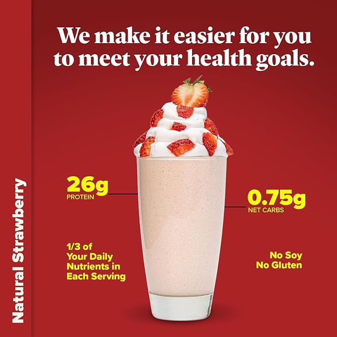Keto Chow Natural Strawberry | Keto Meal Replacement Shake Powder | Nutritionally Complete | Low Carb | Delicious Easy Meal Substitute | Protein Rich You Choose The Fat | 21 Meal Serving