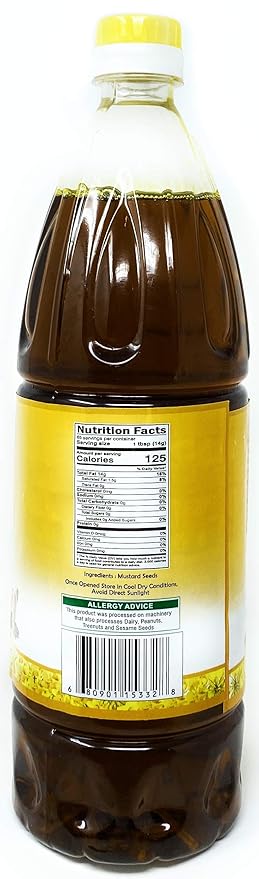 Rani Mustard Oil (Kachi Ghani) 33.8 Ounce (1 Liter) NON-GMO | Gluten Free | Vegan | 100% Natural | Kosher