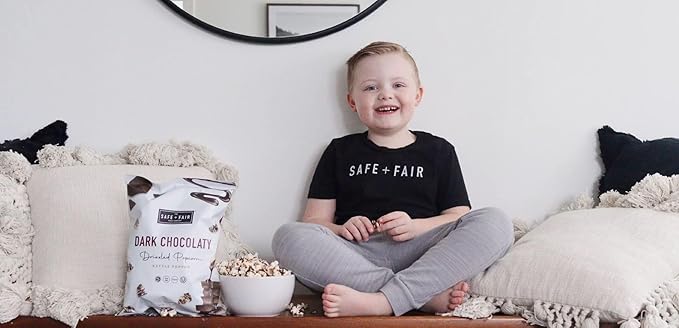 Safe + Fair Food Company Plant-Based Gourmet Chocolate Flavored Popcorn - Dark Chocolaty Drizzled Kettle Corn popcorn - Non-GMO + Gluten-Free Snacks,5.5oz,6 Pack
