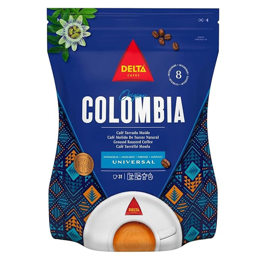 Delta Colômbia Ground Coffee, Smooth and Delicious Medium Roast Coffee, Espresso Machine Compatible, Universal Grinding 7.76 Ounces, 1 Pack