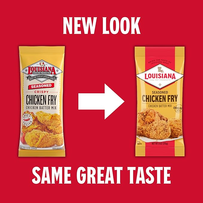 Louisiana Seasoned Chicken Fry Batter 9 oz (Pack of 3) - Crispy Southern Coating Mix for Fried Chicken - Delicious and Convenient Coating Filled with Cajun Flavor - Easy to Make Recipe - Just Add Water