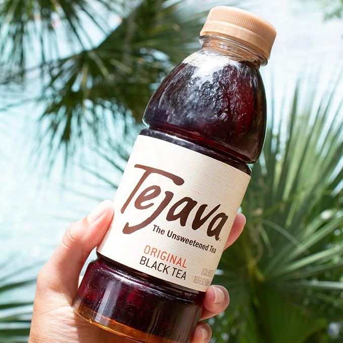 Tejava Original Unsweetened Black Iced Tea, 12 Pack, 16.9oz PET Bottles, Non-GMO, Kosher, No Sugar or Sweeteners, No calories, No Preservatives, Brewed in Small Batches