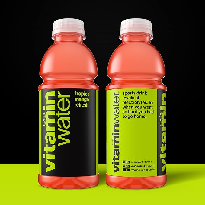 vitaminwater Refresh Tropical Mango Nutrient Enhanced Flavored Water Beverage, 20 fl oz Bottles, 12 Pack