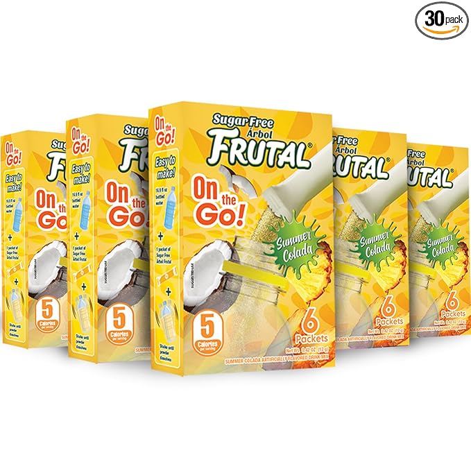 Frutal On-The-Go! | Powdered Drink Mix Pina Colada - Flavored Sugar Free! ??Single Serve On The Go! - Powder Sticks Packets (30 Count of Stick Packs)