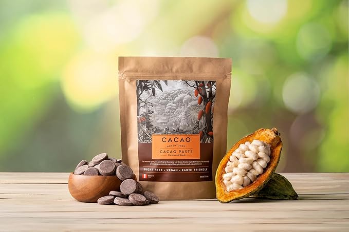 Cacao Adventures| Ceremonial Grade Cacao | 100% Pure | Dairy Free & Vegan | Unsweetened | Peruvian | High Amazon Basin, 8 oz