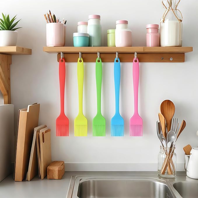 Silicone Basting Pastry Brush, Heat Resistant Silicone Brush Set for Cooking, One-Piece Design Oil Brush, Prefect of Baking, BBQ, Spreading Oil, Butter, Grilling and Marinade, Dishwasher Safe