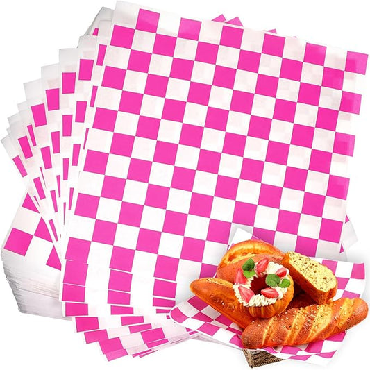 Honeydak 600 Pcs Sandwich Wrapping Paper Sheet 15x15 Checkered Food Wax Sheets Parchment Burgers Paper Basket Liner Grease Restaurant Wedding Party Supplies for Wrapping Bread BBQ