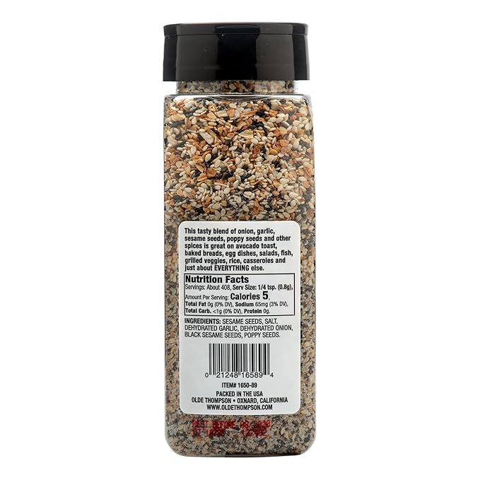 Olde Thompson Everything Bagel Seasoning, 11.5oz - Must have Kitchen Essential, Pantry or Spice Rack Necessity, Great topping for Baked goods, Toast, Avocado, Eggs, Salads, and Vegetables