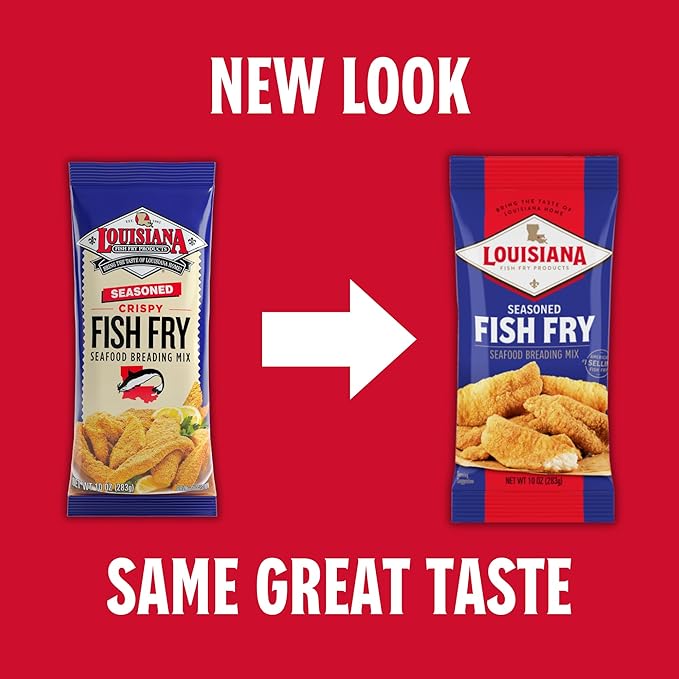 Louisiana Fish Fry Seasoned Fish Fry Seafood Breading Mix 10 oz. (Pack of 1) - Season and Cook All Your Fish, Shrimp, Oysters, Vegetables, and More to Crispy Perfection (Exclusive Amazon Recipe Card Included)