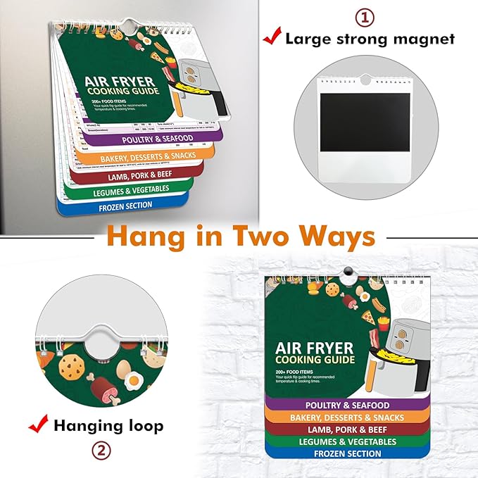 Air Fryer Liners Disposable 7.9??Square Airfryer Liners, 100 Pcs Air Fryer Parchment Paper Liners, Non-Stick airfryer paper liners, Air Fryer Cheat Sheet Magnets Over 200 Foods (Air Fryer Accessories)