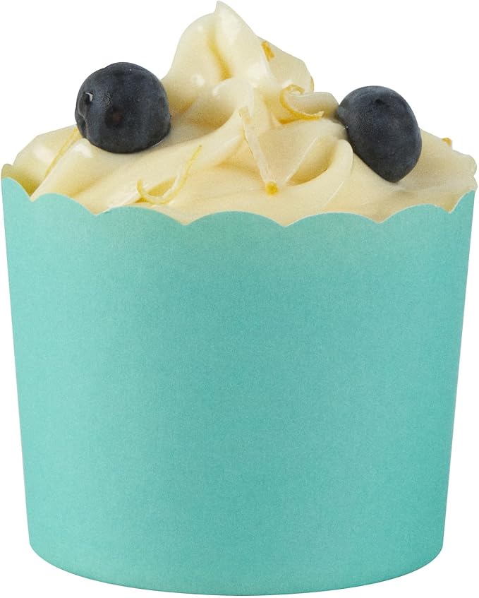 Panificio 6 Ounce Cupcake Wrappers, 200 Scalloped Baking Cups - Oven-Ready, Greaseproof, Turquoise Paper Cupcake Liners, Disposable, For Birthdays, Baby Showers, Or Weddings - Restaurantware