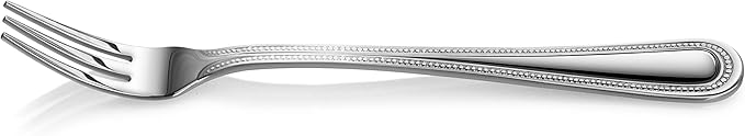 New Star Foodservice 58505 Bead Pattern 18/0 Stainless Steel, Oyster Fork 6-Inch Set of 12