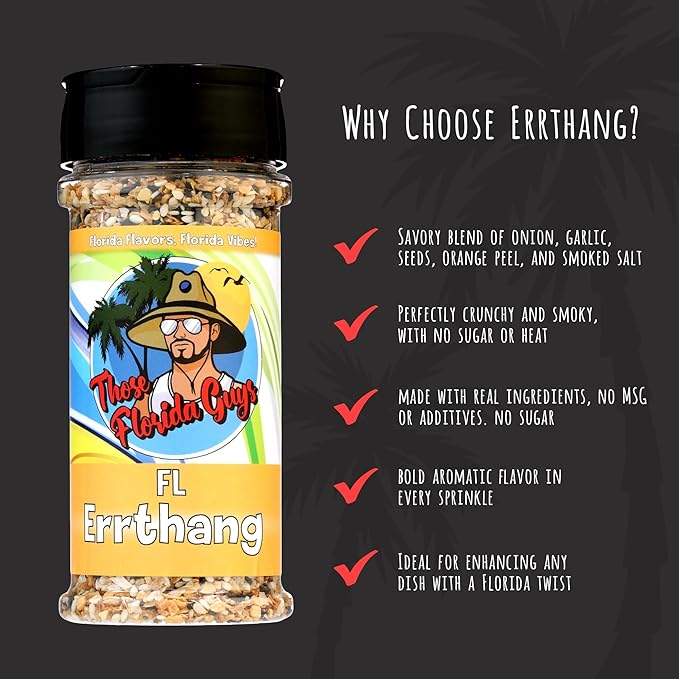 Errthang Seasoning - Savory & Smoky Florida Blend With Aromatics, Seeds, & Orange Peel, 130g - Perfect Food Seasonings and Spices for Pork, Fish, Veggies, Bread & More